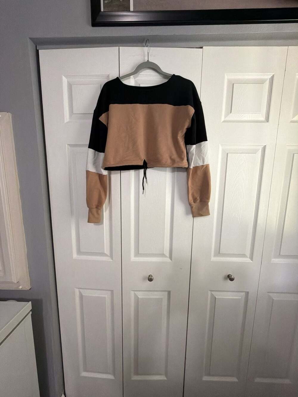 lonwick Womens Patchwork Sweatshirt  Crop Top